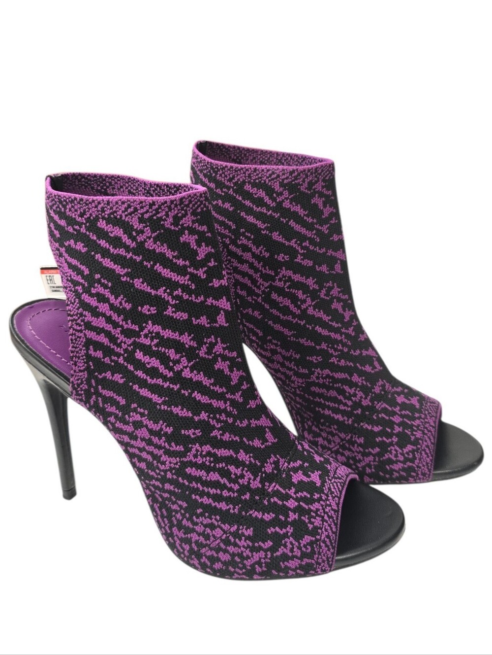 Zara Purple & Black Open Toe Booties NWT